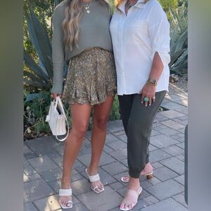 Isabel Marant Etoile Sornel Abstract Print Ruffle Shorts, Sz 6 (US) 38 (EU)